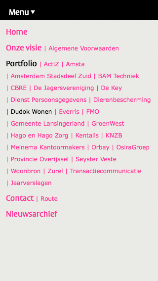 Cascade - Menu smartphone