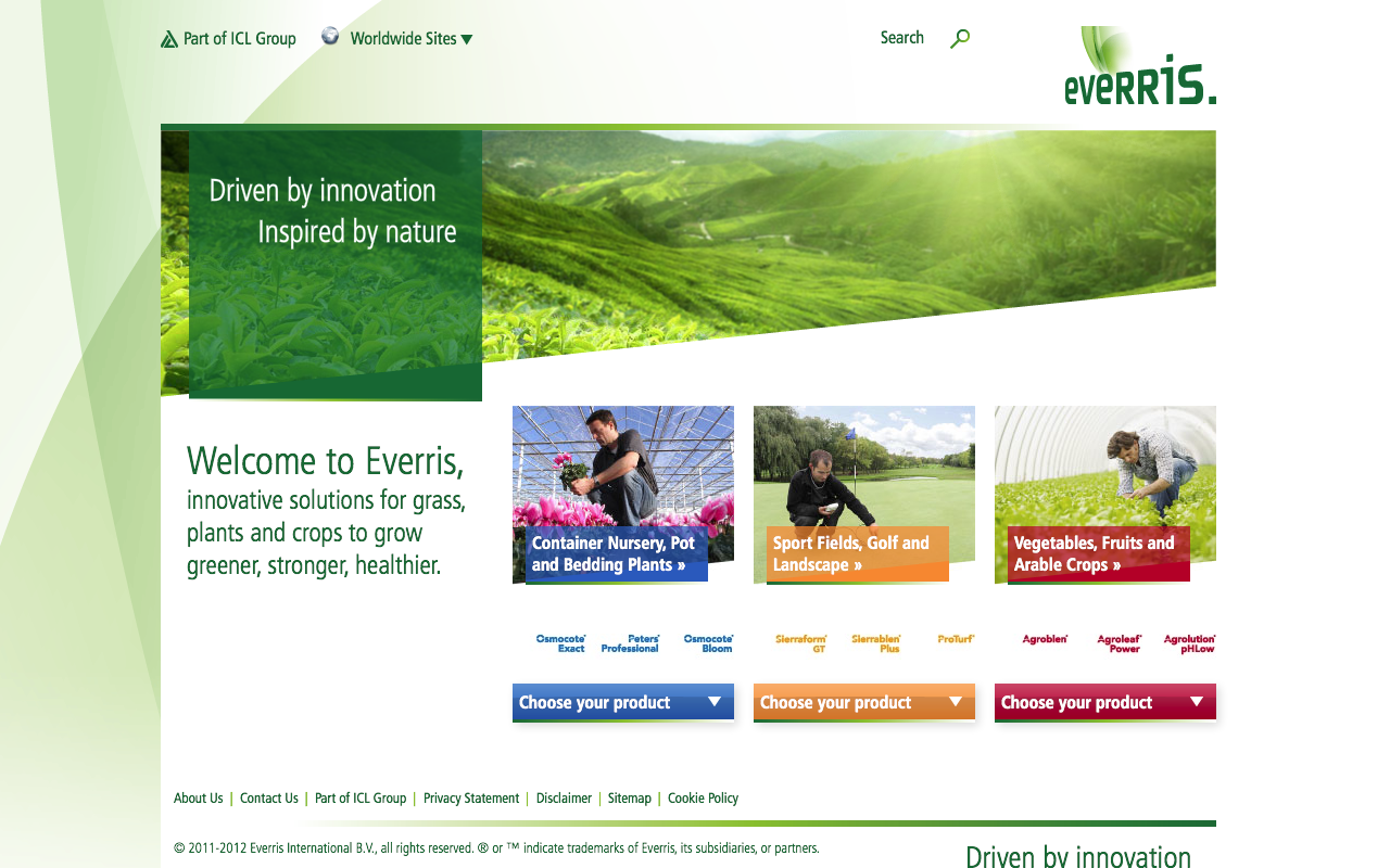 Everris – Landingpage - desktop