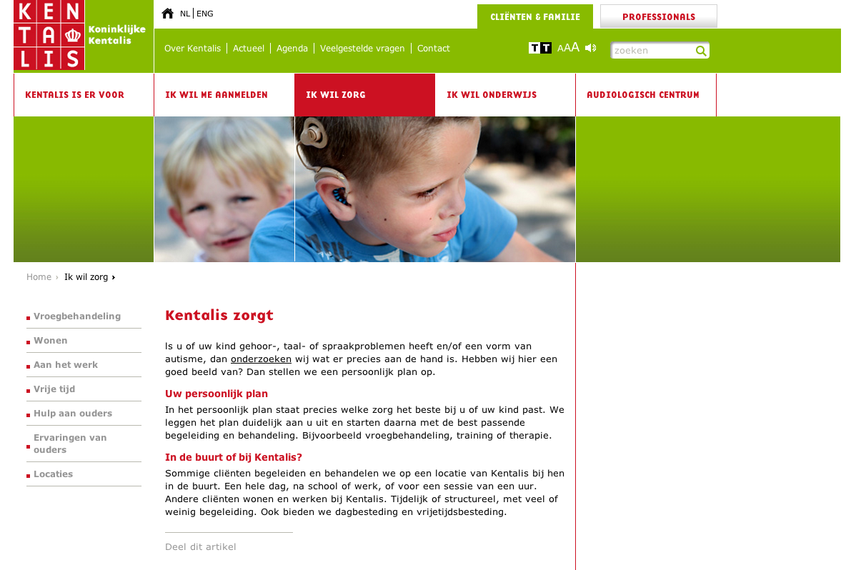 Kentalis - Ik wil zorg - desktop Kentalis - Ik wil zorg - desktop