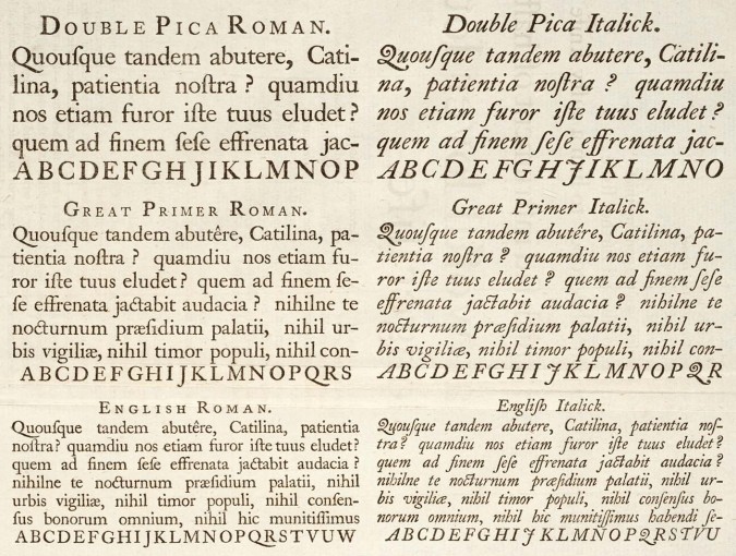Detail of a type specimen by William Caslon Detail of a type specimen by William Caslon