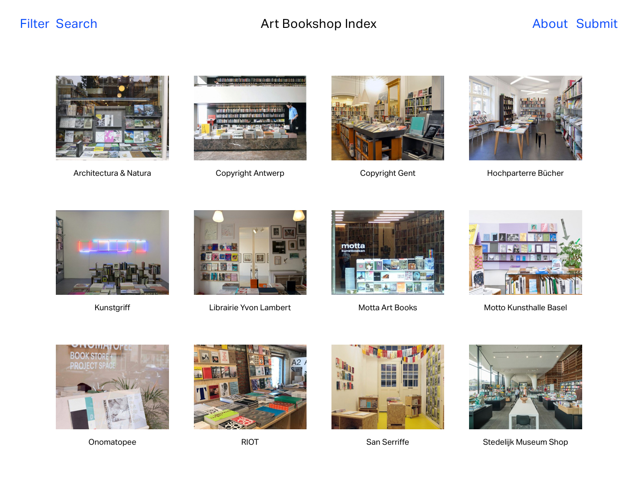 Art Bookshop Index Home desktop